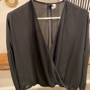 Faux wrap black top.